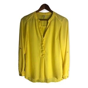 Foschini Yellow Buttoned Split Neck Long Sleeve Shirt